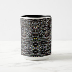 Caneca Padrão de joia de diamante preto prateado elegante