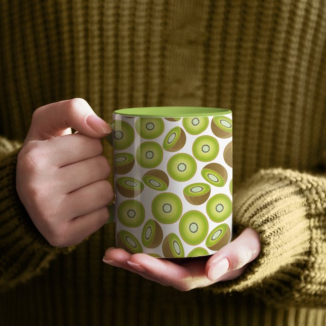 Caneca Padrão de Kiwi Cortado em Cuta (Kiwi Pattern Lime Green Mug)