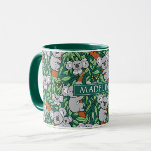 Caneca Padrão de Koala bonito personaliza o Hunter verde