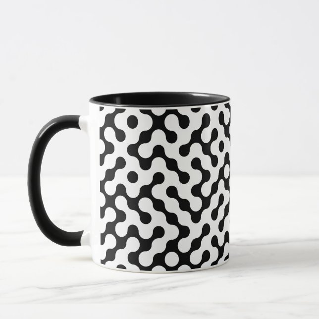 Caneca Padrão de labirinto preto e branco fofo (Esquerda)