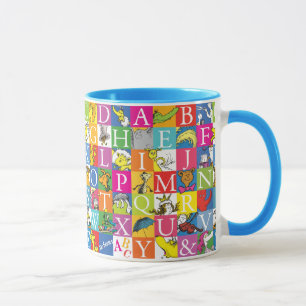 Caneca Padrão de Letras Maiúsculas Coloridas do Alfabeto 