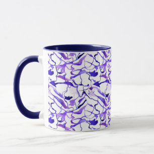 Caneca Padrão de linhas abstratas em aquarela violeta fof