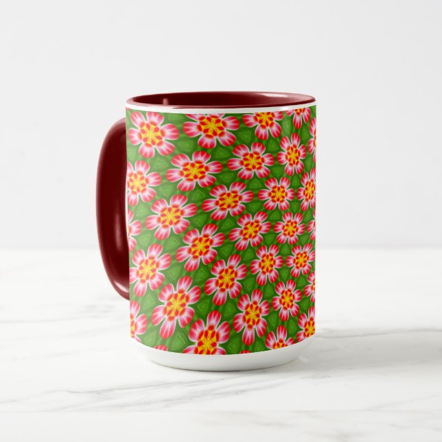 Caneca Padrão de lírios vermelhos (Frente Esquerda)