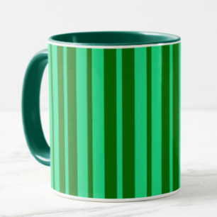 Caneca Padrão de Listras Elegantes e Verdes Design