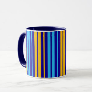 Caneca Padrão de Listras Verticais Amarelo Azul e Azul Ma