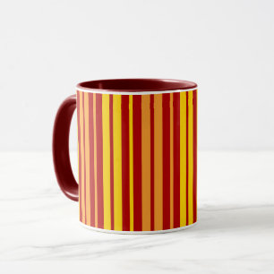 Caneca Padrão de Listras Verticais Amarelo Laranja e Verm