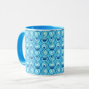 Caneca Padrão de Lotus egípcio, cobalto e turquesa
