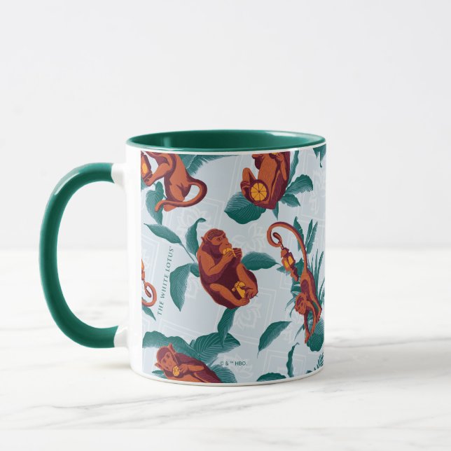 Caneca Padrão de Macacos Reproduzíveis do Lotus Branco (Esquerda)