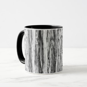 Caneca Padrão de madeiras secas - preto, branco e cinza