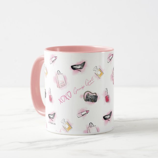 Caneca Padrão de Maquiagem de Garota Gossip (Frente Esquerda)