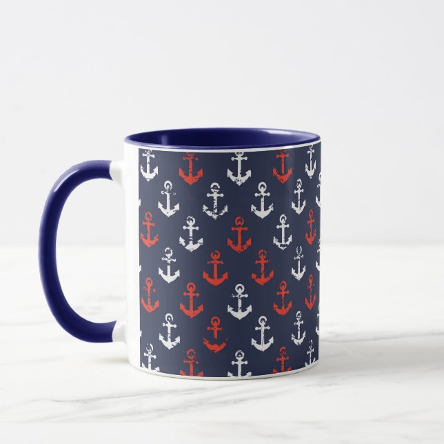 Caneca Padrão De Marinho Branco E Azul (Esquerda)