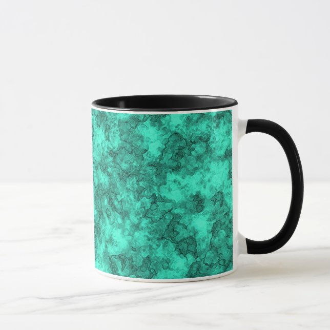 Caneca Padrão de mármore brilhante turquesa (Direita)