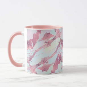 Caneca Padrão de Mármore Rosa Dourado Pastel