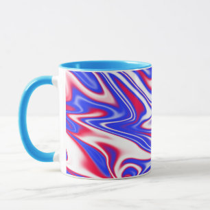 Caneca Padrão de Mármore Vermelho Branco Azul,