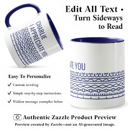 Caneca Padrão de Mensagem Oculta, Saída Personalizada, Az