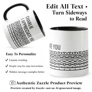 Caneca Padrão de Mensagem Oculta, Saída Personalizada, Pr