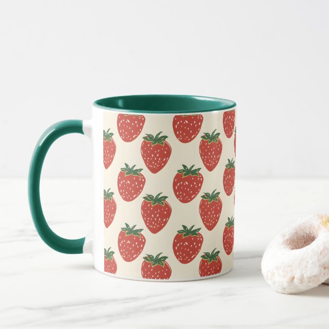 Caneca Padrão de morango (Com Donut)