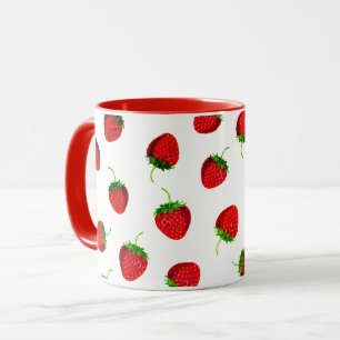 Caneca Padrão de Morango Vermelho