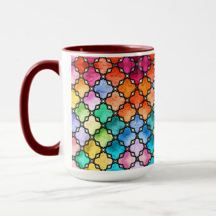 Caneca Padrão de mosaico arco-íris