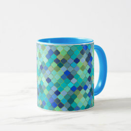 Caneca Padrão de mosaico marroquino aqua azul