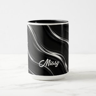 Caneca Padrão de Movimento Líquido Cromo Futurista Femi