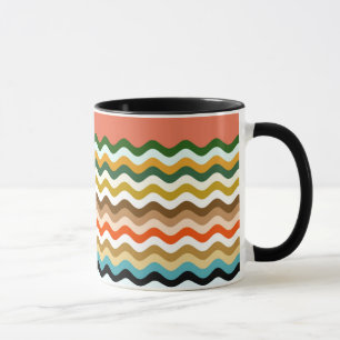 Caneca Padrão de multicores Wavy Zigzag