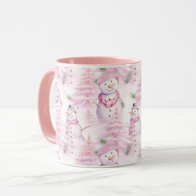 Caneca Padrão de Natal de Aquarela (Frente Esquerda)