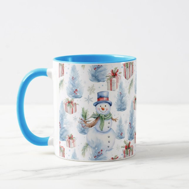 Caneca Padrão de Natal de Aquarela (Esquerda)