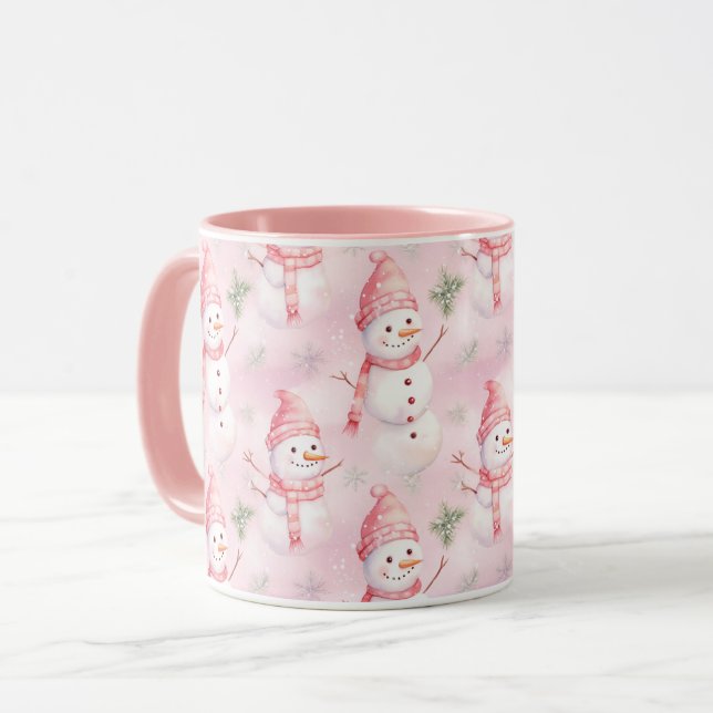 Caneca Padrão de Natal de Aquarela (Frente Esquerda)
