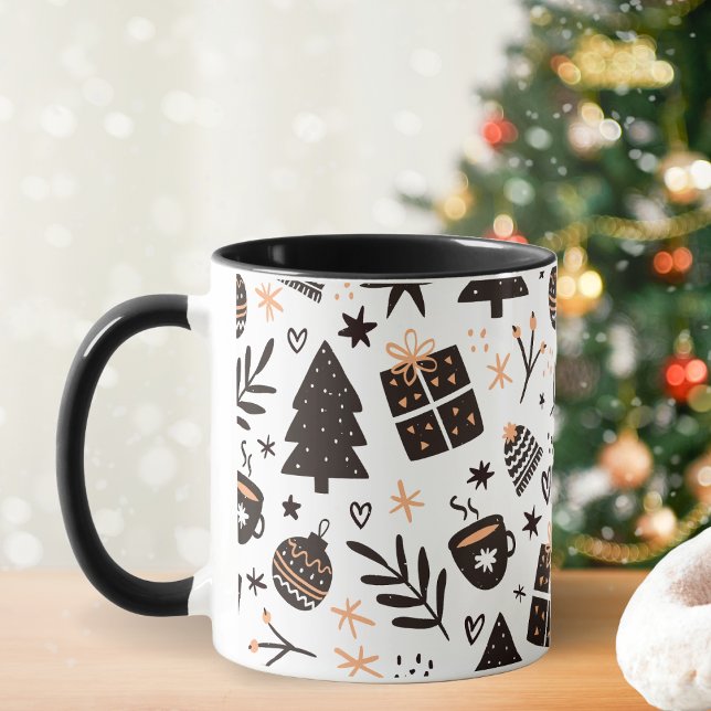Caneca Padrão de Natal preto e branco, (Criador carregado)