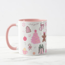 Caneca Padrão de Natal Rosa