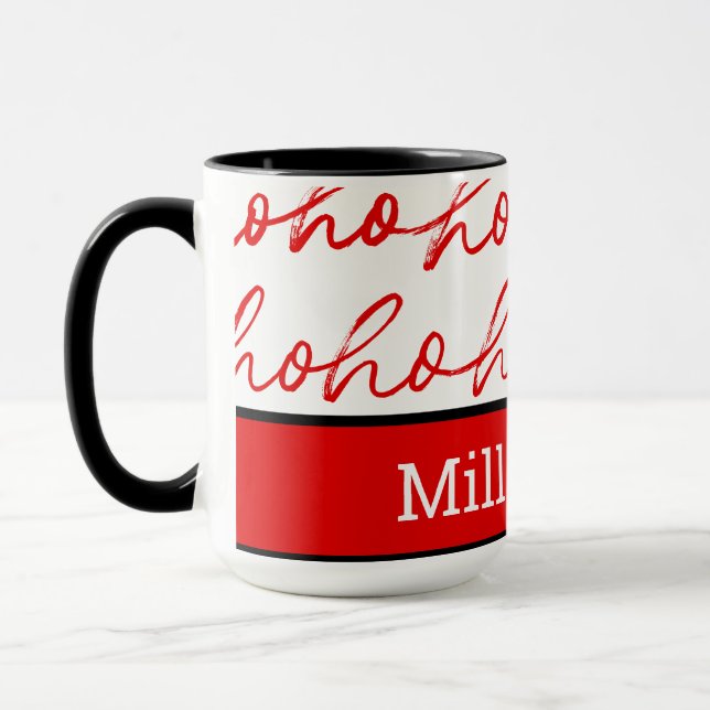 Caneca Padrão de Natal Vermelho e Branco Moderno (Esquerda)
