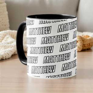 Caneca Padrão de Nome Simples Legal Moderno com Letras Ma