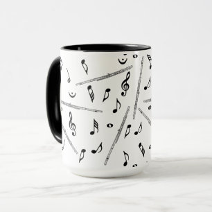 Caneca Padrão de Nota de Música Flute
