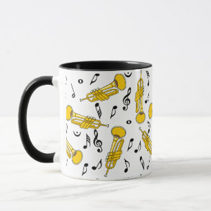Caneca Padrão de Notas de Música de Trompete