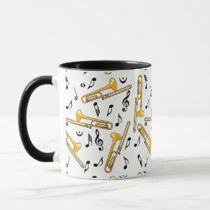 Caneca Padrão de Notas de Música Trombone