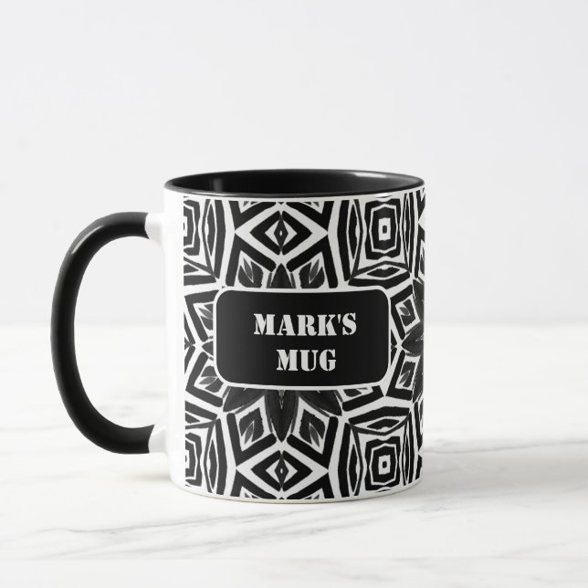 Caneca Padrão de octógono preto e branco (Esquerda)