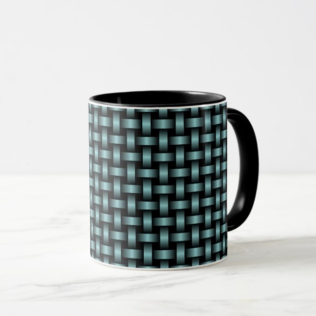 Caneca Padrão de Onda Preta Azul (Frente Esquerda)