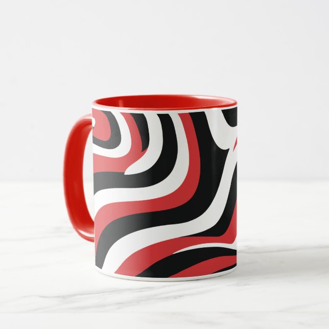 Caneca Padrão de Onda Vermelha e Preta Negros (Frente Esquerda)