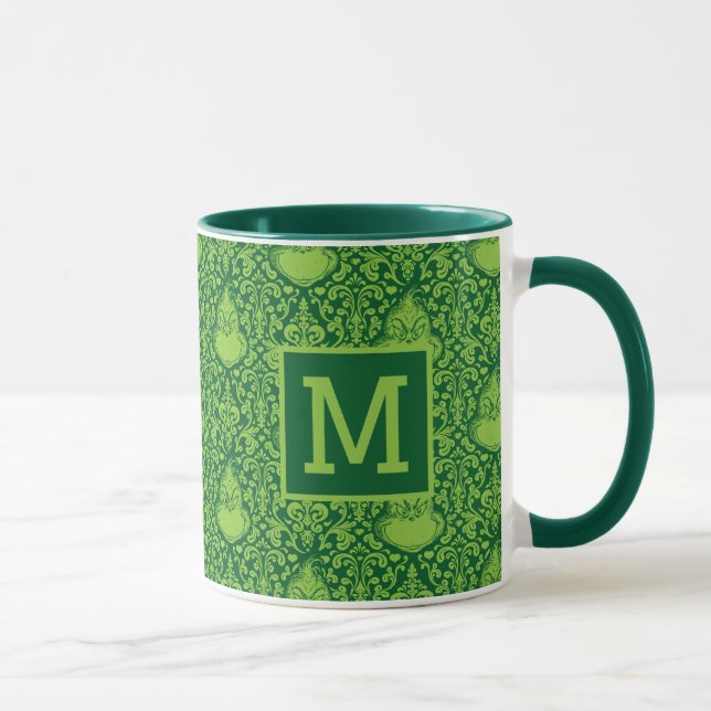 Caneca Padrão de ornamentado verde | Adicionar o seu Mono (Direita)