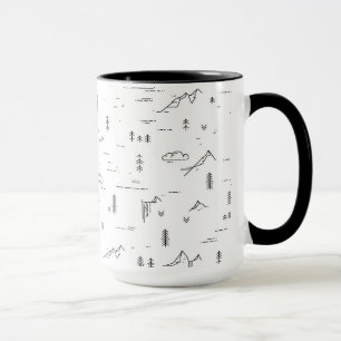 Caneca Padrão de Paisagem Geométrico das Linhas de Madeir