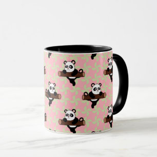 Caneca Padrão de Panda Fofo em Rosa – Kawaii Sem Costura 