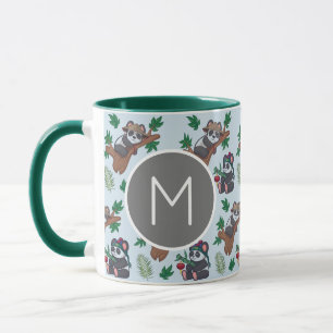 Caneca Padrão de Pandas Chineses Fofos Monograma