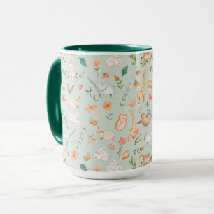 Caneca Padrão de Pastel de Bebê-Teal-Cute