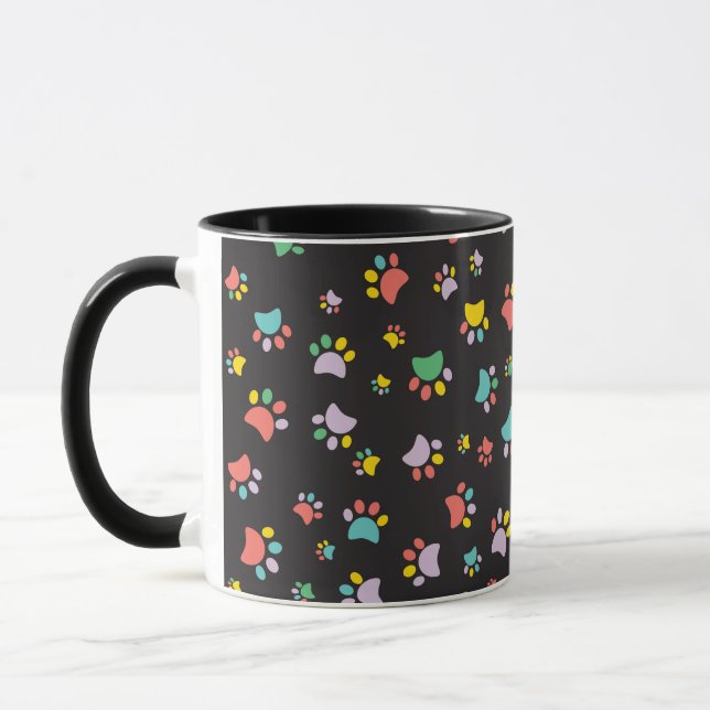 Caneca Padrão de patas coloridas para cães (Esquerda)