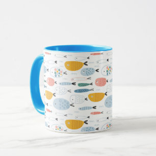 Caneca Padrão de Peixe da Escola de Doodle