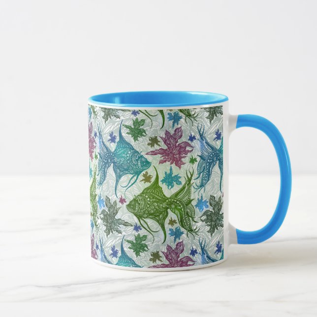 Caneca Padrão de Peixe Vintage (Direita)