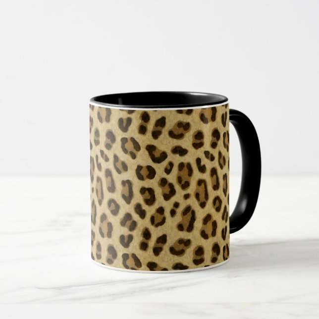 Caneca Padrão de Pele de Impressão de Animais do Leopardo (Frente Esquerda)