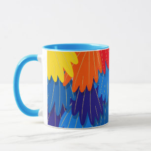 Caneca Padrão de Penas de Papagaio-De-Escarlet Macaw