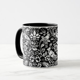 Caneca Padrão de Pheasant e Hare, Preto e Branco